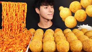 ASMR MUKBANG CARBONARA BULDAK NOODLES & CHEESE BALLS