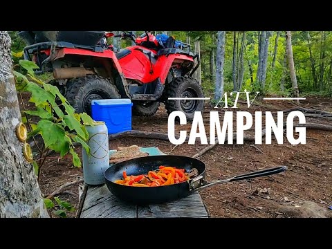 Solo ATV Camping on Island - Campfire Cooking Steak and Vegetables