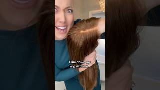 Glue a wig down! #wigs #hairloss #silkorlace #wiginstall #hairlosshelp #wig #humanhair #lacefrontwig