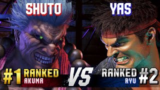 SF6 ▰ SHUTO (#1 Ranked Akuma) vs YAS (#2 Ranked Ryu) ▰ High Level Gameplay