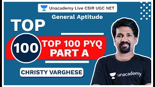 शीर्ष 100 सीएसआईआर नेट पीवाईक्यू | भाग ए | सामान्य योग्यता | सीएसआईआर 2020 | क्रिस्टी वर्गीस | Un...