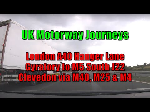 UK MOTORWAY JOURNEYS - London A40 to M5 South J22 Clevedon via M40, M25 & M4  - DASH CAM Footage