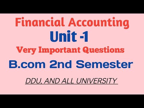 Financial Accounting 2nd semester Unit -1 MCQ Important Questions 100% Match with exam paper 🗞️📜