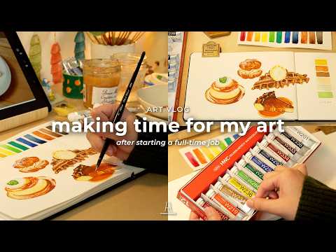 Staying creative with a full time job | Holbein watercolor ✦ mini sketchbook tour