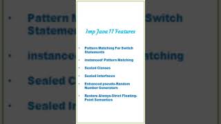 Important java 17 Features #shorts #youtubeshorts #java