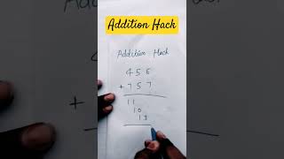 Addition hack | Addition tips & tricks | Math tricks #shorts #maths #youtubeshorts #mathhacks