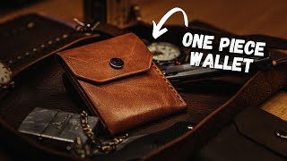 Making A HANDMADE One Piece Leather Wallet - Leathercraft ASMR