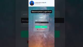 Glassmorphism Login Form using only HTML, CSS & JavaScript! #JavaScript #HTML #CSS #UIUX #LoginUI