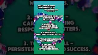 Discover the valuable lessons each Roblox game teaches you! #Roblox #GamingEducation # #robloxgame