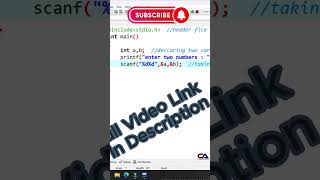 C Language Program | 3. Program to add two numbers | Shorts | Dev- C++ | Anyone can code.