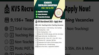 KVS Recruitment 2025 – Apply Now!📚 9,156+ Teaching & Non-Teaching Vacancies