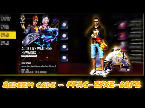 FREE FIRE FFAC2021 600K LIVE WATCHING REDEEM CODE | Free fire today redeem code #freefire