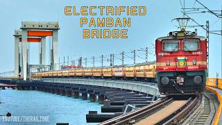 WAP4 Pamban Bridge is ELECTRIFIED ⚡ Train Videos | Indian Railways #rameshwaram #dangerous #bridge