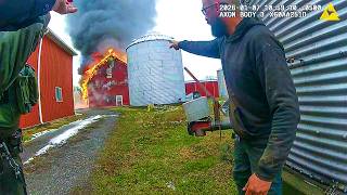 Police Rush Into Burning Barn to Save Cows