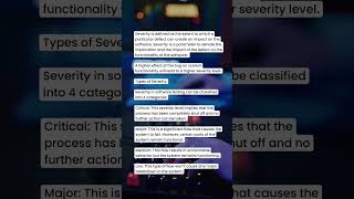 Severity in Software Testing #yt #ytshorts #shorts #testing #softwaretesting #automationtesting