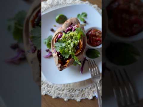 Burrito Style Sweet Potato #veganrecipes #sweetpotatorecipes