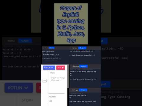 Outputs for explicit type casting Try #c #cpp #java #kotlin #python