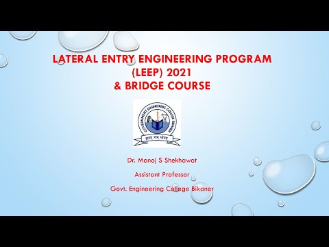 Lateral Entry in Engineering Program (LEEP) 2021 and Bridge Course for Lateral Students