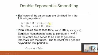 Forecasting Techniques – Double Exponential Smoothing