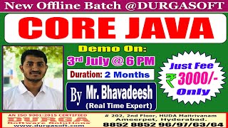 CORE JAVA Offline Training @ DURGASOFT