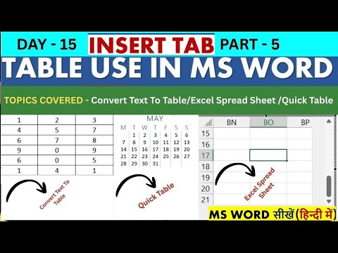 Quick Table in MS Word/How to Insert Quick Tables in MS word/Excel spread sheet/Convert text to tabl
