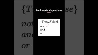 Boolean Data/Operations