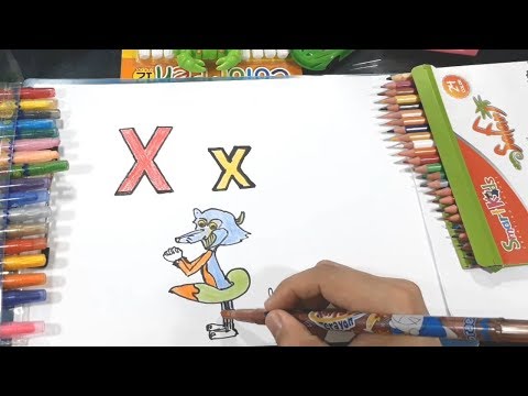 Draw and color the letter X I Baby learn X I Baby writing X