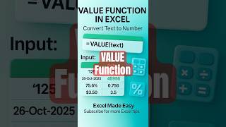 VALUE Function in Excel — Convert Text to Numbers Easily!