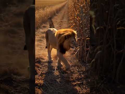 Lion walking by a deer #viralvideo #shorts #ai #lion