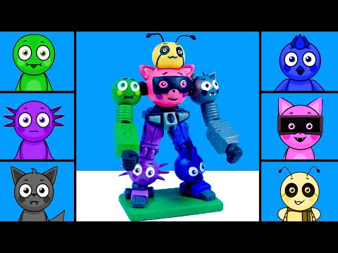 Making NEW TRANSFORM ROBOT SPRUNKI  Zee, Frank, Birdo, Vurr...With Clay