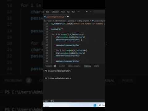 PASSWORD GENERATOR WITH PYTHON #shorts  #youtubeshorts  #ytshorts