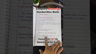 Complete JavaScript Handwritten notes #javascript #handwritten #coding #programming #shorts