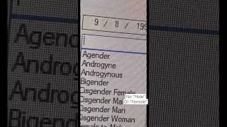 Choose your gender.. but not male or female. Every other option including 2 spirit available tho 🫠