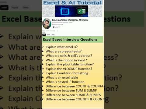 Excel Based Interview questions