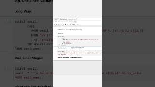 ⚡ SQL One-Liner: Validate Email Format Instantly! #SQL #DataScience #SQLShorts