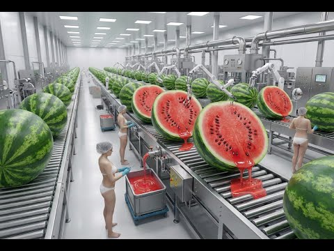 Inside a Modern Watermelon Processing Plant | FACETORY PROCESS 🍉🏭