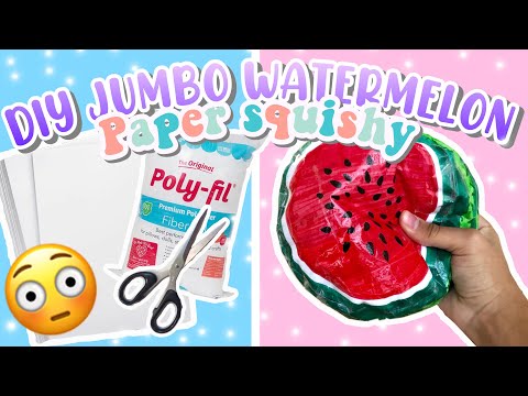 DIY JUMBO WATERMELON PAPER SQUISHY TUTORIAL! - so easy! 🍉