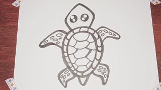 How to draw a turtle 🐢|| tutorial for beginners|| step by step|| cute easy drawing.