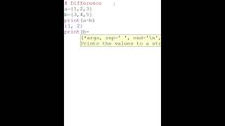 How to Find Set Difference in Python (1-Minute Guide) #shorts