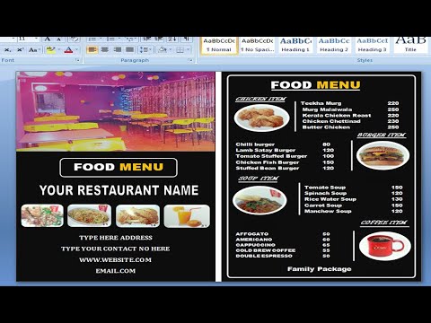 Food Menu Design in Your Restaurant using ms word | How to make Restaurant Menu Card Design ms word.