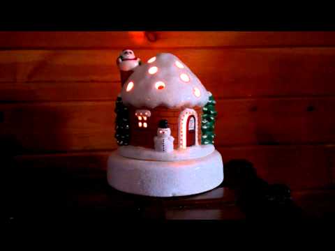 Vintage Lighted Ceramic Christmas House with Santa
