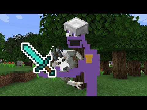 fighting the goatman in Minecraft