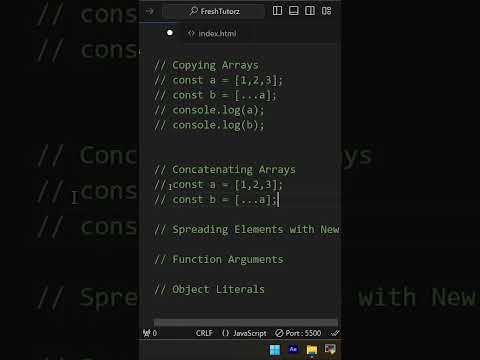 Spread Operator in Javascript Part 1 | Advanced Javascript Malayalam Tutorial #freshtutorzmalayalam