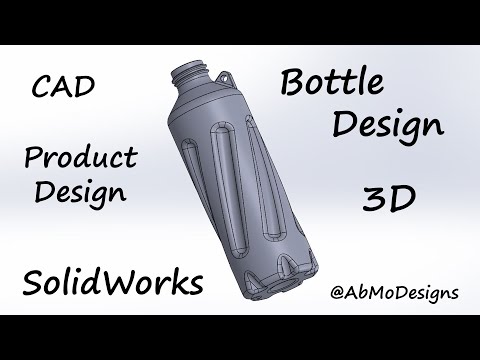 Bottle Design. SolidWorks. Grooved cut body.       #shortvideo #3ddesign