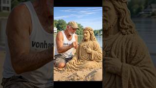 An Old Man Sculpted Jesus From Sand… You Won’t Believe the Result