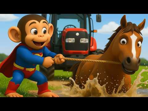 Monkey Funny Fixes Tractor and Plows Beet Field - Farm Work | MonKey Cartoon 🐒