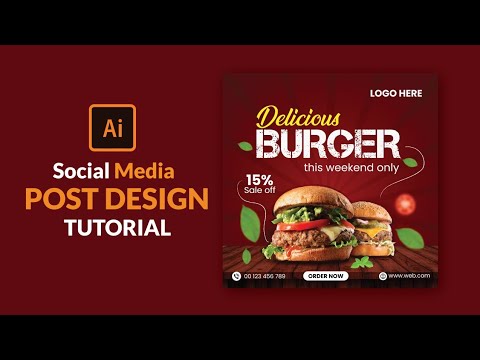 Restaurant Burger Social Media Post Design || Adobe Illustrator Tutorial || 🍁