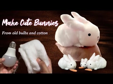 Make Cute Bunnies From Cotton & Old Bulbs
