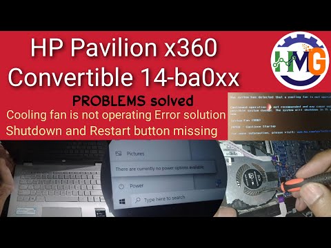 HP Pavilion x360 Convertible 14-ba0xx || fan error solutions and shutdown and restart button missing