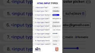 HTML input types  #html #frontendcourse #htmltutorial